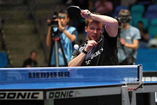 Benedikt Duda (TTC Schwalbe Bergneustadt) beim Gegentopspin. GER Frankfurt TTBL Liebherr Finale Four TTC Schwalbe Bergneustadt vs. Borussia Düsseldorf, Tischtennis Suewag Energie Arena 30.05.2026. GER Frankfurt TTBL Liebherr Finale Four Tischtennis Suewag Energie Arena Deutsche Meiterschaft 30.05.2026. Frankfurt Copyright: xEibner-Pressefoto JoergxHirschx EP_JHH