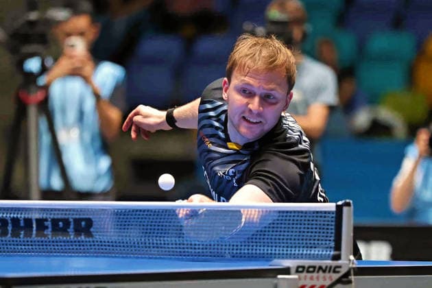 Benedikt Duda (TTC Schwalbe Bergneustadt) bei der Ballannahme. GER Frankfurt TTBL Liebherr Finale Four TTC Schwalbe Bergneustadt vs. Borussia Düsseldorf, Tischtennis Suewag Energie Arena 30.05.2026. GER Frankfurt TTBL Liebherr Finale Four Tischtennis Suewag Energie Arena Deutsche Meiterschaft 30.05.2026. Frankfurt Copyright: xEibner-Pressefoto JoergxHirschx EP_JHH