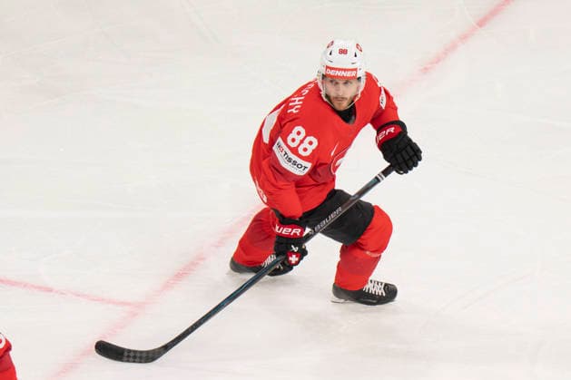 ZURICH, SWITZERLAND - MAY 30: Christoph Bertschy of Switzerland in action during the 2026 IIHF Ice hockey, Eishockey World Championship, WM, Weltmeisterschaft Switzerland game between Switzerland and Norway at Swiss Life Arena on May 30, 2026 in Zurich, Zurich. Zurich Swiss Life Arena Zurich Switzerland Copyright: xJustPictures.ch JarixPestelaccix jp-en-EuSpIm-JP6_JAR_Switzerland_Norway_30May2026_00145
