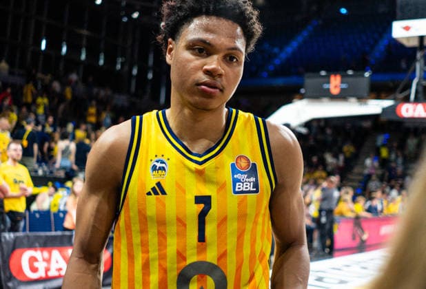 Jack Kayil (Alba Berlin, 7) nach dem Spiel 30.05.2026, Alba Berlin vs Bamberg Baskets, Basketball, BBL, Max-Schmeling Halle, Berlin DFL regulations prohibit any use of photographs as image sequences and or quasi-video. Copyright: HMBxMedia xFinnxWeidmann