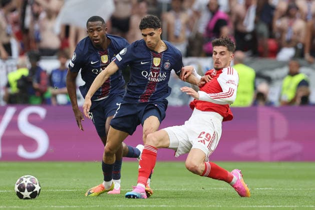 Hakimi Achraf - Kai Havertz , PSG Paris Saint Germain-Arsenal Champions League Finale , Fußball , in dem Puskas Arena Stadion , in Budapest , Ungarn . Mai 30 , 2026 . Photo by: Davide Elias IPA Photo Pressefoto DENL Copyright: xDavidexEliasx