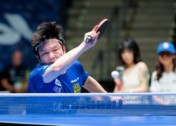Olympiasieger Fan Zhendong (China) vom 1. FC Saarbrücken-TT im Halbfinale des TTBL Final Four Olympiasieger Fan Zhendong (China) vom 1. FC Saarbrücken-TT im Einsatz im Halbfinale des TTBL Final Four in Frankfurt in der Süwag Energie Arena am 30. Mai 2026. Frankfurt am Main Süwag Energie ARENA Hessen Deutschland
