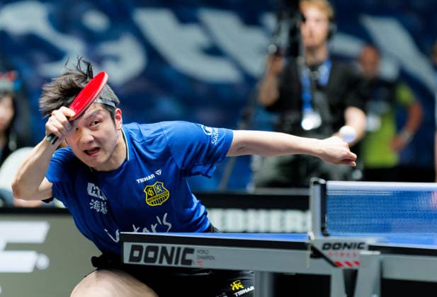 Olympiasieger Fan Zhendong (China) vom 1. FC Saarbrücken-TT im Halbfinale des TTBL Final Four Olympiasieger Fan Zhendong (China) vom 1. FC Saarbrücken-TT im Einsatz im Halbfinale des TTBL Final Four in Frankfurt in der Süwag Energie Arena am 30. Mai 2026. Frankfurt am Main Süwag Energie ARENA Hessen Deutschland