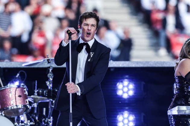 Fussball, UEFA Champions League Saison 2025 2026 Finale Paris Saint-Germain - FC Arsenal 30.05.2026, Puskas Arena Budapest The Killers bei der Pepsi Pre Game Show vor dem Anstoß Budapest Puskas Arena Ungarn