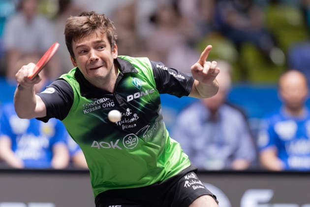 SV Werder Bremen 1. FC Saarbrücken Tischtennis, Liebherr TTBL-Halbfinalspiel 2026 Kirill Gerassimenko (Werder Bremen). Liebherr TTBL Final4 2026, zweites Halbfinale zwischen SV Werder Bremen und dem 1. FC Saarbrücken Tischtennis am 30. Mai 2026 in der Süwag Energie ARENA in Frankfurt am Main., Frankfurt am Main Hessen Deutschland SÜWAG Arena
