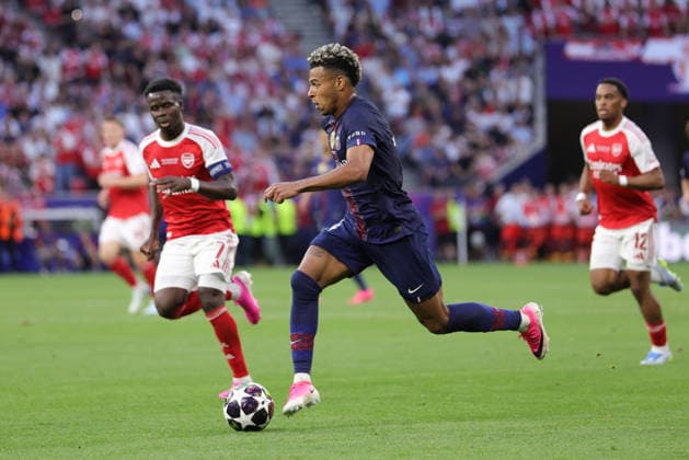 BUDAPEST, HUNGARY - MAY 30: Desire Doue of Paris Saint-Germain during the UEFA Champions League 2026 Final between Paris Saint-Germain and Arsenal FC at Puskas Arena on May 30, 2026 in Budapest, Hungary.  Copyright: xRenexNijhuis MBxMediax