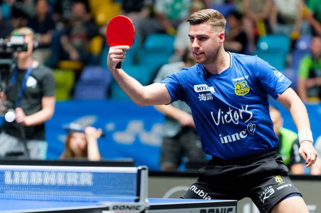 Darko Jorgic (Slowenien) vom 1. FC Saarbrücken-TT im Einsatz im Halbfinale des TTBL Final Four Darko Jorgic (Slowenien) vom 1. FC Saarbrücken-TT im Einsatz im Halbfinale des TTBL Final Four in Frankfurt in der Süwag Energie Arena am 30. Mai 2026. Frankfurt am Main Süwag Energie ARENA Hessen Deutschland