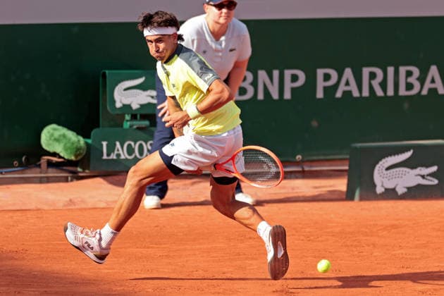 RECORD DATE NOT STATED 30th May 2026; Roland Garros, Paris, France; 2026 French Open Tennis, Day 12; Francisco Comesana (ARG) plays through his legs against Matteo Berrettini (ITA) JonxBromley
