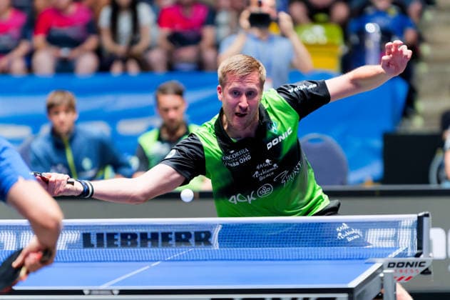 Mattias Karlsson (Schweden) vom SV Werder Bremen im Einsatz im Halbfinale des TTBL Final Four Mattias Karlsson (Schweden) vom SV Werder Bremen im Einsatz im Halbfinale des TTBL Final Four in Frankfurt in der Süwag Energie Arena am 30. Mai 2026. Frankfurt am Main Süwag Energie ARENA Hessen Deutschland