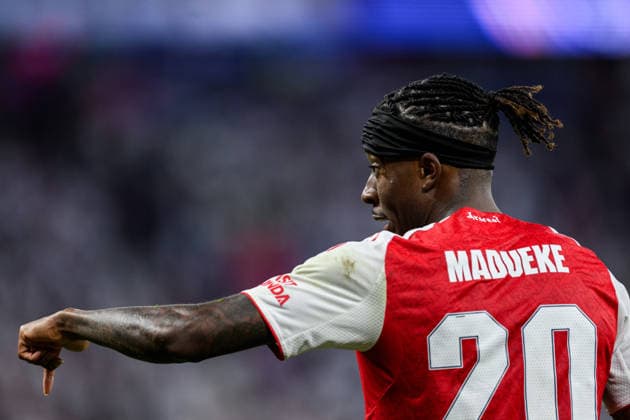 260530 Noni Madueke of Arsenal during the UEFA Champions League final match between Paris Saint-Germain and Arsenal on May 30, 2026 in Budapest. Photo: Maxim Thore BILDBYRAN kod MT MT1056 fotboll football soccer fotball uefa champions league champions league paris saint-germain arsenal bbeng Copyright: MAXIMxTHORE BB260530MT182