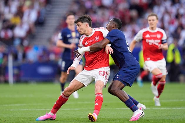 May 30, 2026, Budapest, Budapest, Hungary: Kai Havertz of Arsenal FC and Willian Pacho of Paris Saint Germain in action during the UEFA Champions League Final 2026 match between Paris Saint-Germain and Arsenal FC at Puskas Arena on May 30, 2026 in Budapest, Hungary. Budapest Hungary - ZUMAa181 20260530_zaa_a181_128 Copyright: xDennisxAgyemanx