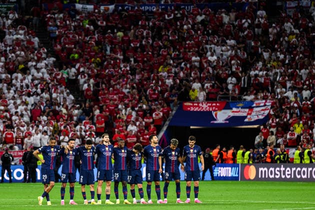 260530 Players of Paris Saint-Germain in a penalty shootout during the UEFA Champions League final match between Paris Saint-Germain and Arsenal on May 30, 2026 in Budapest. Photo: Maxim Thore BILDBYRAN kod MT MT1056 fotboll football soccer fotball uefa champions league champions league paris saint-germain arsenal bbeng Copyright: MAXIMxTHORE BB260530MT198