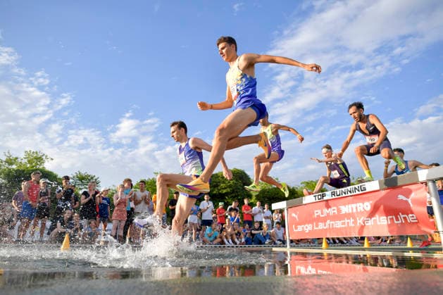30.05.2026, xkaix, Leichtathletik Lange Laufnacht, Karlsruhe v.l. Zak Seddon (Großbritannien und Nordirland), Alejandro Quijada (Spanien) Karlsruhe