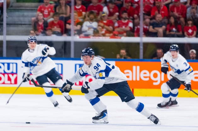 ZURICH, SWITZERLAND - MAY 30: Konsta Helenius (Finland, 94) during build-up play during the Half Finals - Match 62 between Canada and Finland at the IIHF Ice hockey, Eishockey World Championship, WM, Weltmeisterschaft 2026, Swiss Life Arena on May 30, 2026 in Zurich, Switzerland. Zurich Switzerland Copyright: xTimoxSteinx