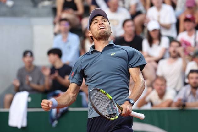 Belgian Raphael Collignon reacts after winning a point during a third round match between Italian Arnaldi and Belgian Collignon, in the men s singles at the Roland Garros French Open tennis tournament, in Paris, France, Saturday 30 May 2026. This year s tournament takes place from 18 May to 07 June. VIRGINIExLEFOUR  x175491742x