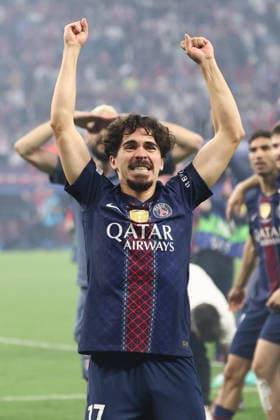 Vitor Machado Ferreira Vitinha of PSG celebrates after winning the 2025 2026 Champions League Final football match between Paris Saint Germain and Arsenal FC on penalties at Puskas Arena stadium in Budapest (Hungary), May 30th, 2026. CesarexPurini