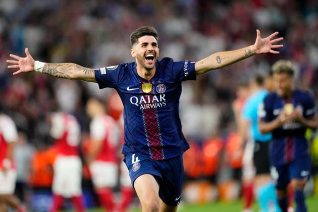 Paris Saint-Germain v Arsenal FC - UEFA Champions League Final 2026 Lucas Beraldo centre-back of PSG and Brazil celebrates his goal in the penalty shoot-out during the UEFA Champions League Final 2026 match between Paris Saint-Germain and Arsenal FC at Puskas Arena on May 30, 2026 in Budapest, Hungary. Budapest Hungary  Copyright: xJosexBretonx originalFilename:bretonhernandez-parissai260530_nplwS.jpg