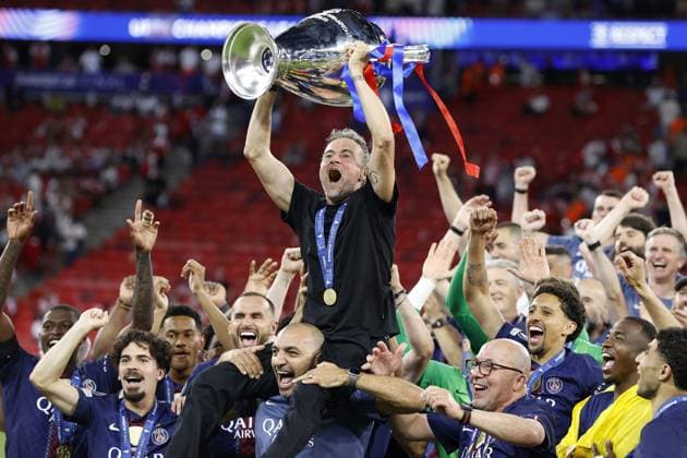 BUDAPEST, 30-05-2026, Puskas Arena, UEFA Champions League Final season 2025 2026 Match between Paris Saint Germain and Arsenal. Picture shows Paris Saint-Germain coach Luis Enrique with the Cup Paris Saint Germain - Arsenal  x204060363x Copyright: