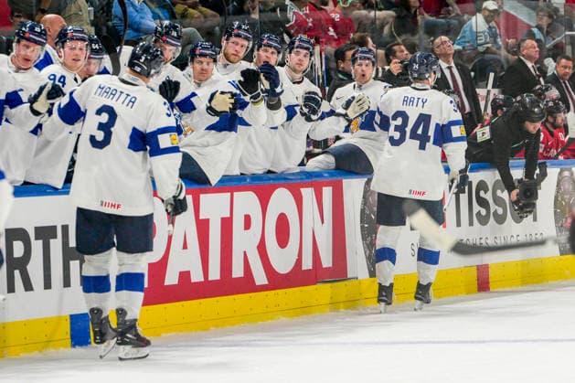 ZURICH, SWITZERLAND - MAY 30: Aatu Raty of Finland R) celebrates his goal during the 2026 IIHF Ice hockey, Eishockey World Championship, WM, Weltmeisterschaft Switzerland game between Canada and Finland at Swiss Life Arena on May 30, 2026 in Zurich, Zurich. Zurich Swiss Life Arena Zurich Switzerland Copyright: xJustPictures.ch JarixPestelaccix jp-en-EuSpIm-JP6_JAR_Canada_Finland_30May2026_00161