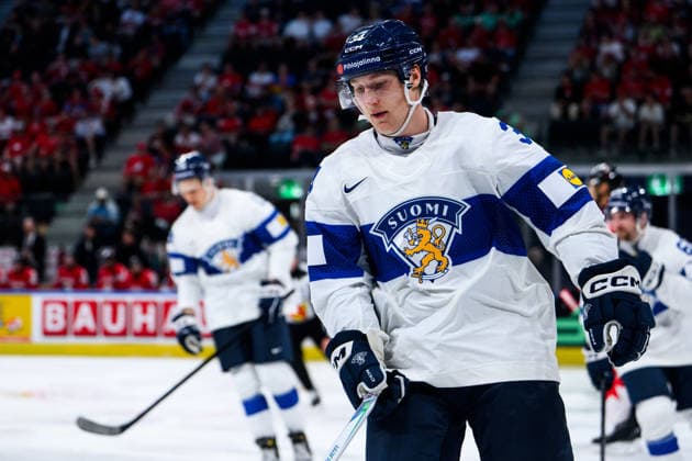 260530 Aatu Räty of Finland during the 2026 IIHF Ice hockey, Eishockey World Championship, WM, Weltmeisterschaft semifinal match between Canada and Finland on May 30, 2026 in Zürich. Photo: Jesper Zerman BILDBYRAN kod JZ JZ0738 ishockey ice hockey ishockey-vm 2026 vm 2026 iihf world championship semifinal semifinals kanada canada finland bbeng Copyright: JESPERxZERMAN BB260530JZ128