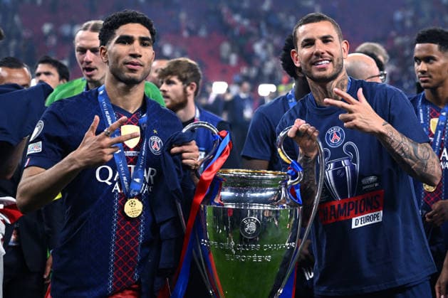 Mg Budapest 30 05 2026 - finale Champions League Paris Saint Germain-Arsenal foto Matteo Gribaudi Image nella foto: Achraf Hakimi-Lucas Hernandez 