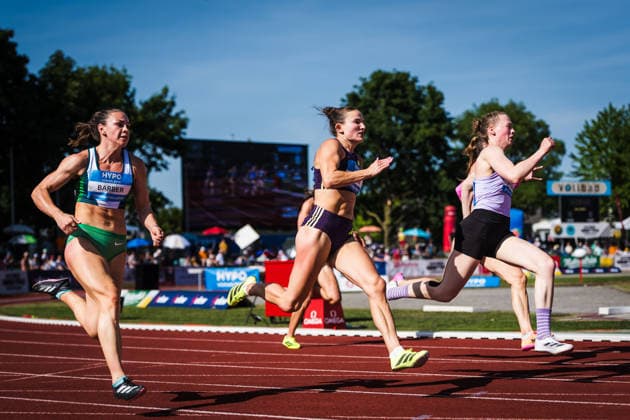 51. Hypomeeting, Goetzis (AT), 30.05.2026 GOETZIS, SWITZERLAND - MAY 30: left to right: Ellen BARBER of Great Britain and Northern Ireland, Vanessa GRIMM of Germany, Enni VIRJONEN of Finland compete in the 200 m of the womens heptathlon at the 51. Hypomeeting, Goetzis (AT) on May 30, 2026 in Goetzis, Switzerland. Copyright: xBEAUTIFULxSPORTS UlfxSchillerx