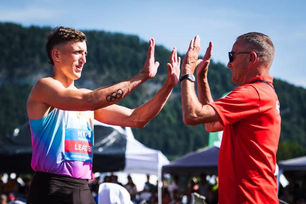 51. Hypomeeting, Goetzis (AT), 30.05.2026 GOETZIS, SWITZERLAND - MAY 30: Simon EHAMMER of Switzerland, left, and his coach Karl Wyler during the high jump of the mens decathlon at the 51. Hypomeeting, Goetzis (AT) on May 30, 2026 in Goetzis, Switzerland. Copyright: xBEAUTIFULxSPORTS UlfxSchillerx