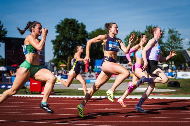 51. Hypomeeting, Goetzis (AT), 30.05.2026 GOETZIS, SWITZERLAND - MAY 30: left to right: Ellen BARBER of Great Britain and Northern Ireland, Vanessa GRIMM of Germany, Enni VIRJONEN of Finland compete in the 200 m of the womens heptathlon at the 51. Hypomeeting, Goetzis (AT) on May 30, 2026 in Goetzis, Switzerland. Copyright: xBEAUTIFULxSPORTS UlfxSchillerx