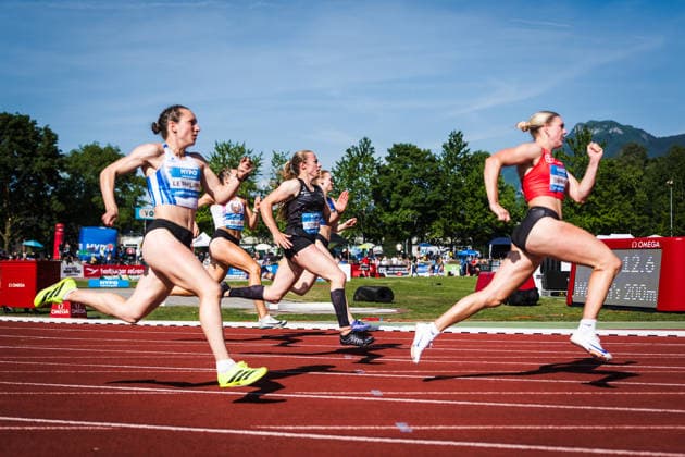 51. Hypomeeting, Goetzis (AT), 30.05.2026 GOETZIS, SWITZERLAND - MAY 30: Sandra ROETHLIN of Switzerland, center, competes in the 200 m of the womens heptathlon at the 51. Hypomeeting, Goetzis (AT) on May 30, 2026 in Goetzis, Switzerland. Copyright: xBEAUTIFULxSPORTS UlfxSchillerx