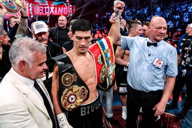RUSSIA, YEKATERINBURG - MAY 31, 2026: Russia s Dmitry Bivol celebrates winning his main event bout against Germany s Michael Eifert over the IBF and WBA World Light Heavyweight Champion titles as part of an RCC Boxing event at the UGMK Arena RCC Boxing Event In Yekaterinburg, Russia  - ZUMAt113 20260531_zaa_t113_021 Copyright: xDonatxSorokinx