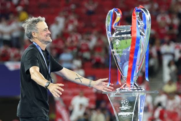 30.05.2026 - SOCCER - 2025-2026 UEFA Champions League final , Paris vs Arsenal Head Coach Luis Enrique (Paris Saint-Germain) celebrates victory after the match Budapest Puskas Arena ,Budapest Puskas Arena Hungary