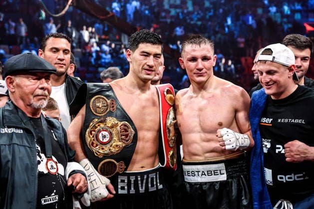 RUSSIA, YEKATERINBURG - MAY 31, 2026: Russia s Dmitry Bivol (L) and Germany s Michael Eifert emerge after their main event bout over the IBF and WBA World Light Heavyweight Champion titles as part of an RCC Boxing event at the UGMK Arena RCC Boxing Event In Yekaterinburg, Russia  - ZUMAt113 20260531_zaa_t113_028 Copyright: xDonatxSorokinx
