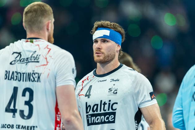 Johannes Golla (SG Flensburg-Handewitt) looks on during the handball semi-final of the the Winamax EHF Finals 2026 between MT Melsungen and SG Flensburg-Handewitt at Barclays Arena on May 30, 2026 in Hamburg, Germany. -