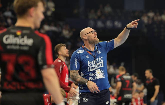 photo : Trainer Ales PAJOVIC ( Flensburg ) Handball Herren am Sa. 30.05.2026 Mens EHF European League , Final Four in Hamburg SG Flensburg - Melsungen, Halbfinale