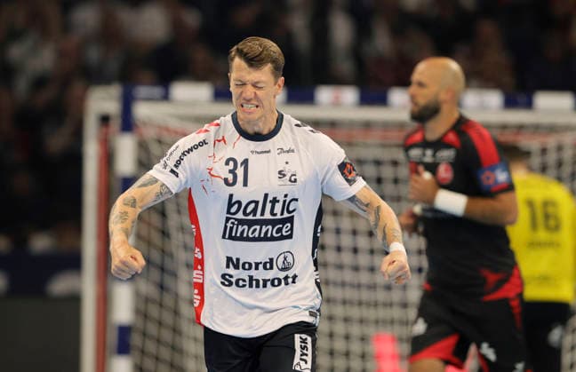 photo : Enttäuschung bei Emil Jakobsen (Flensburg) Handball Herren am Sa. 30.05.2026 Mens EHF European League , Final Four in Hamburg SG Flensburg - Melsungen, Halbfinale