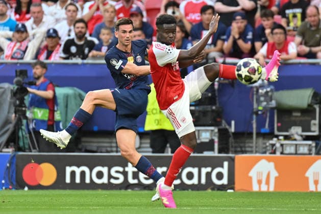 BUDAPEST, HUNGARY - MAY 30: Bukayo Saka 7 of Arsenal kicks the ball during the UEFA Champions League 2026 Final between Paris Saint-Germain and Arsenal at Puskas Arena on May 30, 2026 in Budapest, Hungary.  Copyright: xVCGx 111645120437