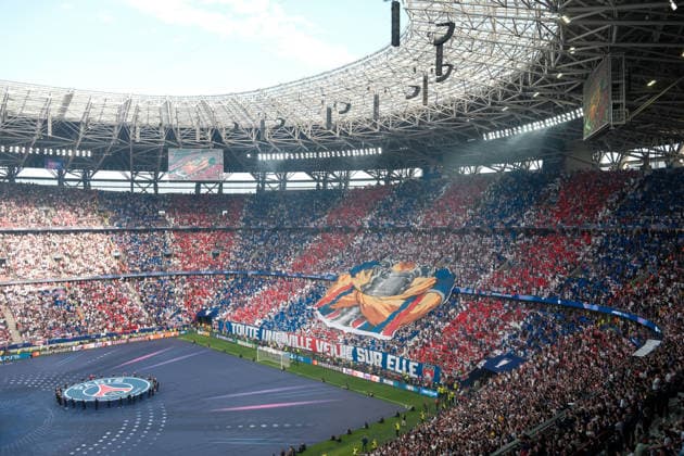Arsenal v PSG 30 May 2026, Budapest - UEFA Champions League Final - Arsenal v Paris Saint-Germain - The PSG end of fans - Photo: Jacques Feeney Offside. Budapest Hungary Copyright: xJacquesxFeeneyx xOffsidexOffside