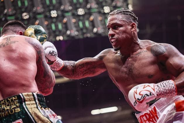 Belgian boxer Ryad Merhy pictured in action during the WBC world bridgerweight (super cruiserweight) championship boxing match between Belgian Merhy and South African Lerena, at the Charleroi boxing gala, Saturday 30 May 2026, in Charleroi. BRUNOxFAHY  x175506395x