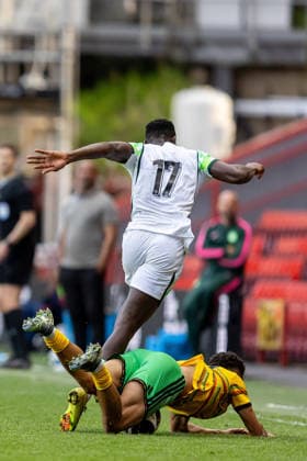 Jamaica v Nigeria, Unity Cup London 2026, Cup Final Nigeria forward Rafiu Durosinmi (17) fouled during the Unity Cup London 2026 match between Jamaica and Nigeria at The Valley, London, UK on 30 May 2026. London The Valley Greater London UK Editorial use only , Copyright: xManjitxNarotrax PSI-24353-0013