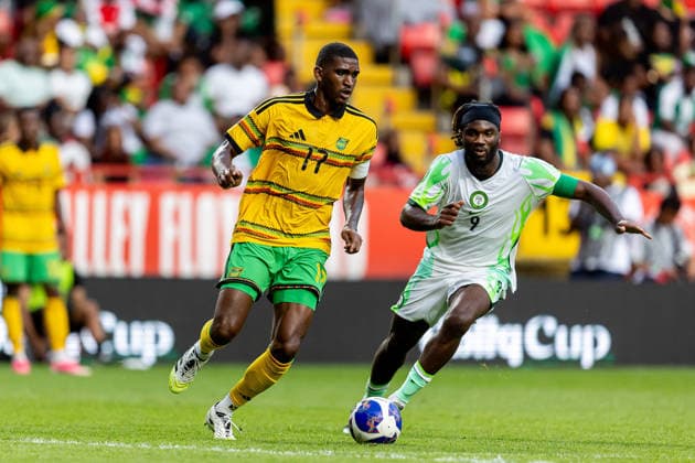 Jamaica v Nigeria, Unity Cup London 2026, Cup Final Jamaica defender Damion Lowe (17) takes ball out of defence during the Unity Cup London 2026 match between Jamaica and Nigeria at The Valley, London, UK on 30 May 2026. London The Valley Greater London UK Editorial use only , Copyright: xManjitxNarotrax PSI-24353-0019