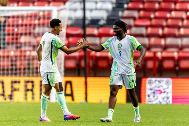 Jamaica v Nigeria, Unity Cup London 2026, Cup Final GOAL scores 2-0 Nigeria forward Terem Moffi (9) scores and celebrates during the Unity Cup London 2026 match between Jamaica and Nigeria at The Valley, London, UK on 30 May 2026. London The Valley Greater London UK Editorial use only , Copyright: xManjitxNarotrax PSI-24353-0039