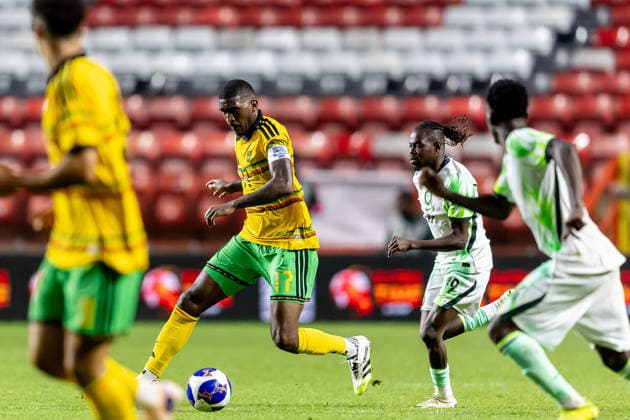 Jamaica v Nigeria, Unity Cup London 2026, Cup Final Jamaica defender Damion Lowe (17) runs forward with ball during the Unity Cup London 2026 match between Jamaica and Nigeria at The Valley, London, UK on 30 May 2026. London The Valley Greater London UK Editorial use only , Copyright: xManjitxNarotrax PSI-24353-0064