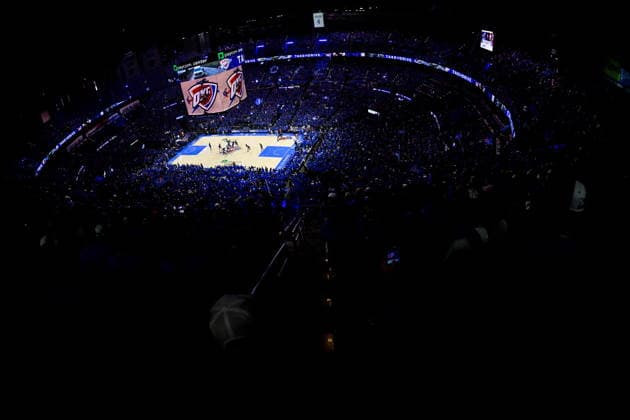 NBA, Basketball Herren, USA West Conference Finals Game 7 - San Antonio Spurs at Oklahoma City Thunder A general view of Paycom Center during game 7 of the NBA West Conference Finals between Oklahoma City Thunder and San Antonio Spurs in Oklahoma City, Oklahoma, USA, 30 May 2026. Oklahoma City United States  Copyright: xGERALDxLEONGx