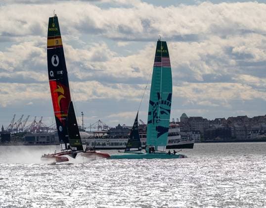 RECORD DATE NOT STATED Mubadala New York SailGP Kicks Off as Spain Takes Early Lead on Opening Day (SPO) Mubadala New York SailGP Kicks Off as Spain Takes Early Lead on Opening Day. May 30,2026, Governors Island, New York, USA: Teams USA and Spain compete during the opening day of the Mubadala New York Sail Grand Prix on the Hudson River on Saturday afternoon. Credit: Jorge Estrellado Thenews2(Foto: Jorge Estrellado Thenews2 imago images) SPO  Copyright: xJorgexEstrelladox