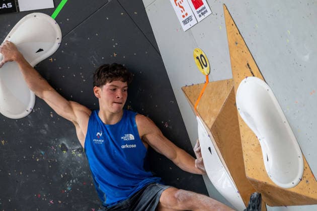 May 30, 2026, Madrid, Madrid, Spain: MEJDI SCHALCK of France competes during the men s boulder semifinal at the IFSC World Climbing Series in Madrid Madrid Spain - ZUMAd308 20260530_zsp_d308_082 Copyright: xJuanxCarlosxLucasx