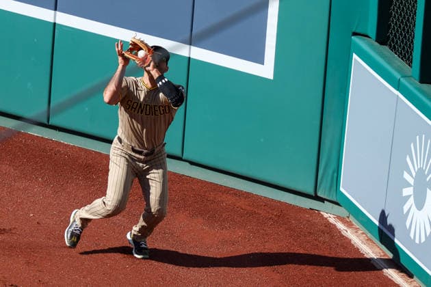 May 30, 2026, Washington D.C, District Of Columbia, United States: Washington, DC; San Diego Padres left fielder RamoÂ³n Laureano (5) makes the catch for an out during the Major League Baseball game between the Washington Nationals and the San Diego Padres at Nationals Park on Saturday, May 30, 2026. The Nationals beat the Padres 9-4. Washington D.C United States - ZUMAp258 20260530_znp_p258_061 Copyright: xStevexPrakopex