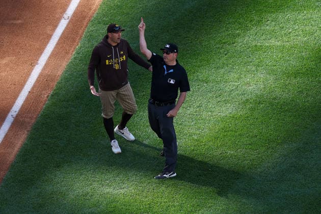 May 30, 2026, Washington D.C, District Of Columbia, United States: Washington, DC; San Diego Padres manager Craig Stammen (14) gets ejected during the Major League Baseball game between the Washington Nationals and the San Diego Padres at Nationals Park on Saturday, May 30, 2026. The Nationals beat the Padres 9-4. Washington D.C United States - ZUMAp258 20260530_znp_p258_055 Copyright: xStevexPrakopex