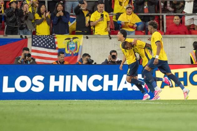 Ecuador and Saudi Arabia in an International Friendly, Länderspiel, Nationalmannschaft match in the United States. Anthony Valencia player of Ecuador celebrate your goal during the match between Ecuador and Saudi Arabia in an international friendly at Sports Illustrated Stadium in the city of Harrison, New Jersey, United States, on Saturday, May 30, 2026. HARRISON Sports Illustrated Stadium NJ UNITED STATES Copyright: xWilliamxVolcovx