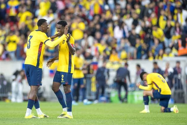 Ecuador and Saudi Arabia in an International Friendly, Länderspiel, Nationalmannschaft match in the United States. Fricio Caicedo and FÃ lix Torres players of Ecuardor during the match between Ecuador and Saudi Arabia in an international friendly at Sports Illustrated Stadium in the city of Harrison, New Jersey, United States, on Saturday, May 30, 2026. HARRISON Sports Illustrated Stadium NJ UNITED STATES Copyright: xWilliamxVolcovx
