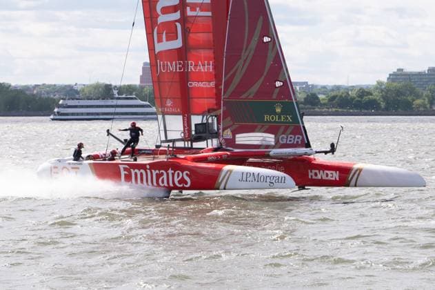 RECORD DATE NOT STATED 2026 Rolex SailGP Championship Mubadala New York Sail Grand Prix (NEW) 2026 Rolex SailGP Championship Mubadala New York Sail Grand Prix. May 30, 2026, New York, New York, USA: Team Emirates GBR SailGP boat races in Race 1 during Mubadala New York Sail Grand Prix at New York Harbor on May 30, 2026 in New York City. (Credit: M10s TheNews2)(Foto: M10S Thenews2 imago images) SPO  Copyright: xM10sx